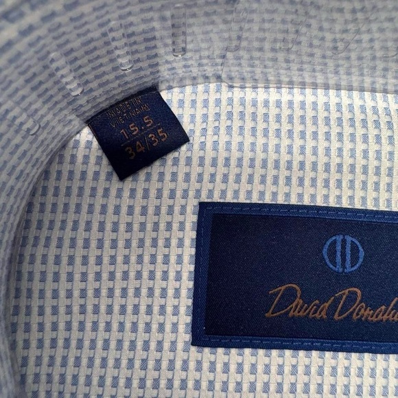 David Donahue NWT blue and white cotton textured dress shirt sz 15.5 34/35 - Picture 3 of 4